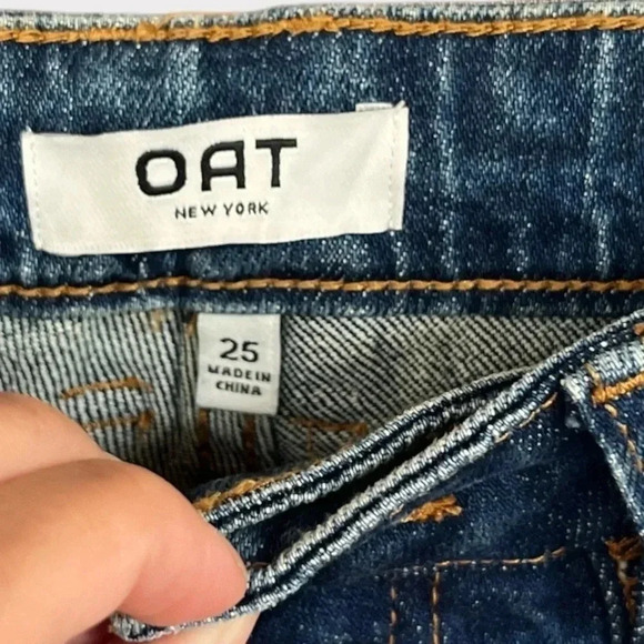 OAT NY Women's 25 High Rise Relaxed Fit Straight Distressed Jeans Denim - Picture 4 of 8